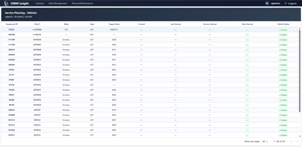fleet management datagrid